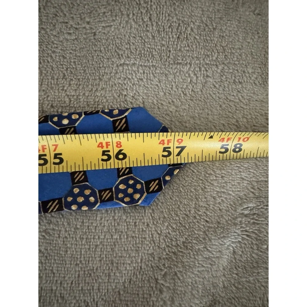 Fumagalli's Blue Geometric Silk Tie‎ Made in Italy Hand Made Octagon Pattern